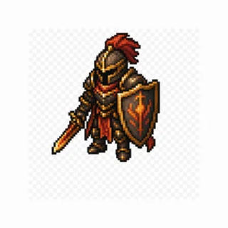 A single pixel-art drawing of a knight