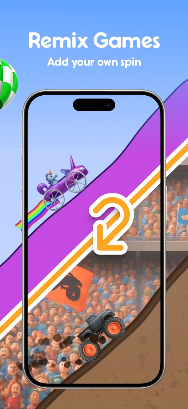 A unicorn racer remixed into a monster truck game