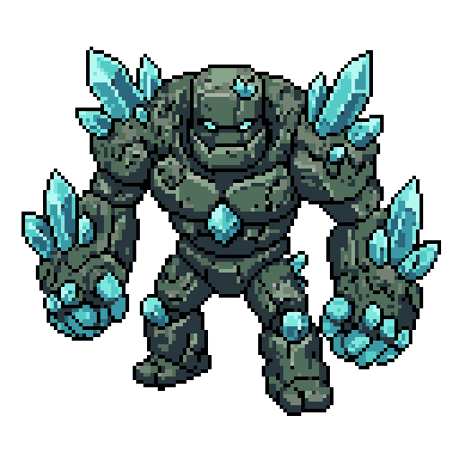 A pixel-art golem animated by PixelLab
